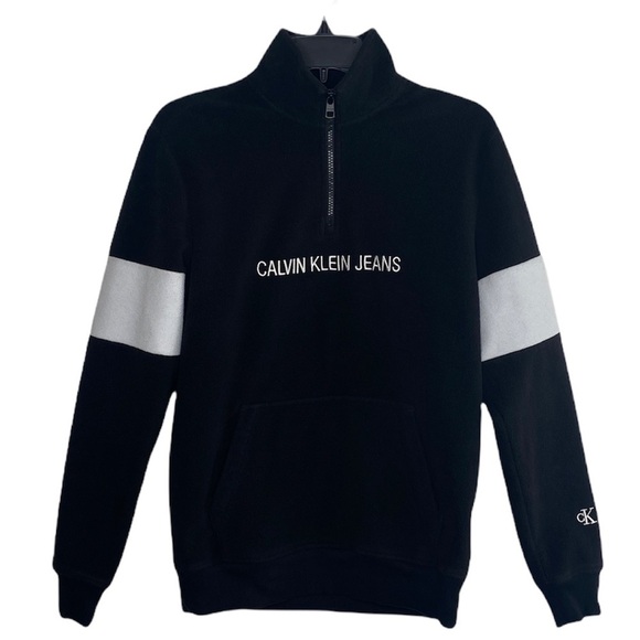 Calvin Klein Jeans Quarter Zip Long Sleeve Sweatshirt - Picture 1 of 7